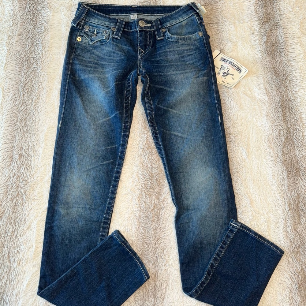 True Religion Women’s Crystal Flap Skinny Jeans